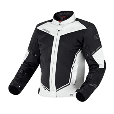 Abbildung von OZONE MOTO Jet II Motorradjacke Herren Textil Ellbogen und Schultern Protektoren Stufe 1 Mesh Einsätze Abnehmbare wasserdichte Membran Reflektierende Elemente