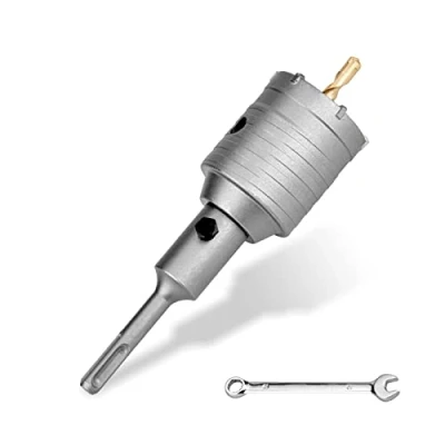 Abbildung von Bohrkrone 55mm SDS plus set,M22 Gewinde Adapter 120mm und Zentrierbohrer 8x110mm,Wandlochsägebohrer für Mauerwerk Natursteine Sandsteine Kunststeine Beton Marmor(55mm)