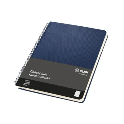 Abbildung von Sigel CO826 Premium Spiralblock A5, kariert, dunkelblau, 80 Blatt, sehr stabiler Hardcover Einband, Einsteckfach, aus nachhaltigem Papier, Conceptum