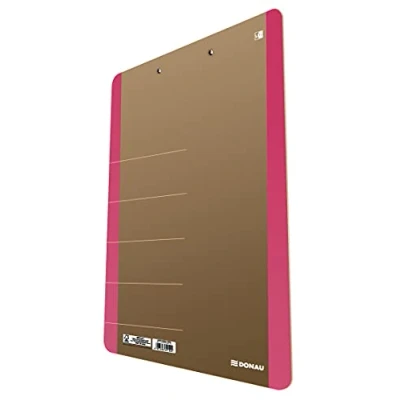 Abbildung von DONAU LIFE 2710001FSC 30 Klemmbrett/ Schreibbrett/ Clipboard/ Klemmbrettmappe A4 Hart Karton/Pappe mit Metallclip/ Starke Klemme abgerundeten Ecken Farbe Rosa/ ideal für Büro Schule und Zuhause