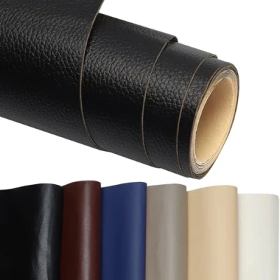Abbildung von Kunstleder Selbstklebend, Leder Patch 60 * 300cm Reparatur PU Lederreparaturband für Sofas, Handtaschen, Jacken, Autositze, Möbel (Schwarz)