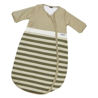 Abbildung von Gesslein Baby Schlafsack Bubou, Ganzjahres mit Temperaturregulierung (optimale Passform, langer Reißverschluss, 110), oliv beige gestreift