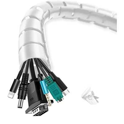 Abbildung von shinfly 2 x 5m Kabelschlauch Selbstschließend Weiß, Durchmesser 22mm/28mm Flexibel Kabelkanal mit 1 Drahtführungsclip, Kabelschutz Kabelmanagement für TV Computer Weiß