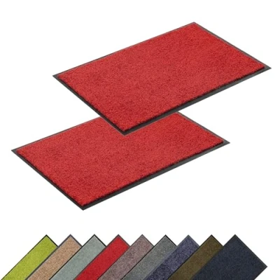 Abbildung von ASTRA Hochwertige Schmutzfangmatte Fussmatte innen bei 30 C waschbare Fußmatte Rutschfester Läufer Schuhablage Flur rot 40x60 cm 2er Set