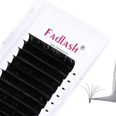 Abbildung von Volumen Wimpern Selbstfächernde Fadlash Lash Extension Easy Fanning 0.07 Stärke Curl C Wimpernverlängerung Fan Wimpern(0.07mm 15)