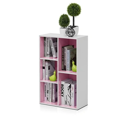 Abbildung von Furinno Luder 5 würfelig Reversibles offenes Regal, Weiß/Rosa