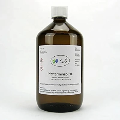 Abbildung von Sala Pfefferminzöl mentha arvensis ätherisches Öl naturrein 1 L 1000 ml Glasflasche