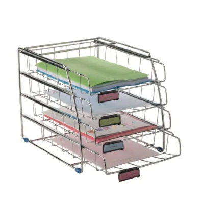 Abbildung von Alba Schreibtischset (Draht 4 Ablagen Frontladung Etikettenhalter W310xT380xH310mm) chrom