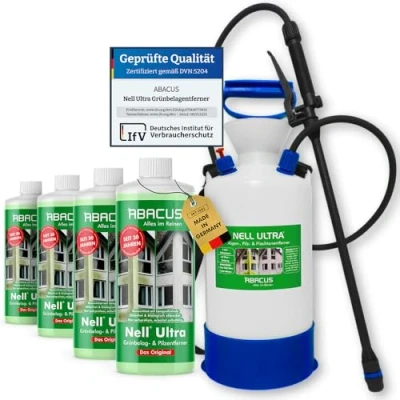 Abbildung von ABACUS Nell Ultra Algenentferner, Grünbelagentferner mit 7L Drucksprüher (Bekannt aus QVC, [5 St. Ergiebiges Konzentrat Selbsttätig Langzeitschutz)