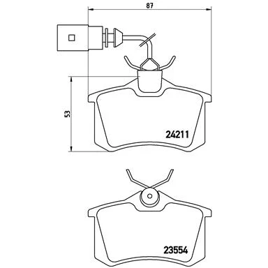 Abbildung von BREMBO P 85 101 Bremsbelagsatz inkl. Verschleißwarnkontakt mit Bremssattelschrauben ohne Zubehör AUDI: A4 B5 Avant