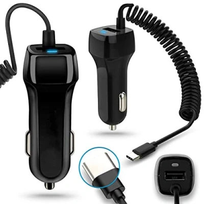 Abbildung von KFZ Auto Ladekabel kompatibel mit Samsung Galaxy A15 A12 A13 A14 A22 A24 A25 A32 A33 A34 A35 A04 A05 A52 A53 A54 A55 Lade Kabel USB Typ C Dual Ladegerät 12V 24V Adapter Gerät 3,1A 15W