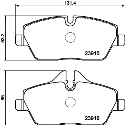 Abbildung von HELLA 8DB 355 011 261 Bremsbelagsatz für Verschleißwarnanzeiger vorbereitet mit Bremssattelschrauben Zubehör BMW: 1 Schrägheck, 2 Active Tourer