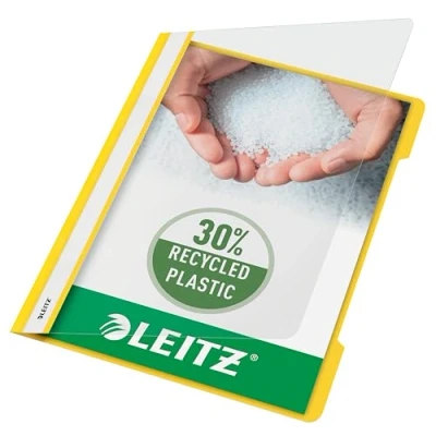 Abbildung von LEITZ Hefter Schnellhefter Plastik A4 PVC gelb Mit Beschriftungsfeld, Heftmechanik für Standard Lochung