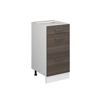 Abbildung von Vicco Unterschrank R Line, Grau/Weiß, 40 cm mit Schubladen, ohne Arbeitsplatte