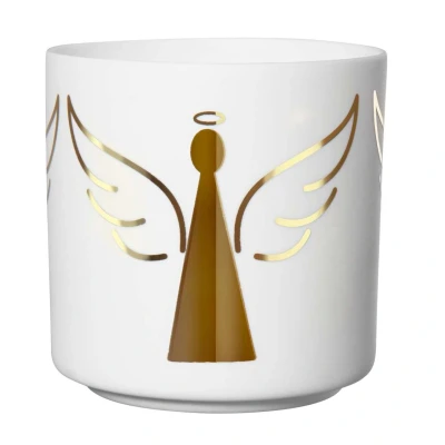 Abbildung von ASA Windlicht Engel zylindrisch weiss/gold 6,8 cm