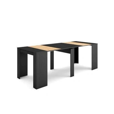 Abbildung von Skraut Home Ausziehbarertisch Multifunktionaler ausziehbarer 220 Für 10 Gäste Esszimmertische Moderner Stil Schwarz Eiche