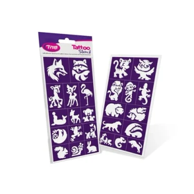 Abbildung von TyToo Glitzer Tattoo Schablonen Set wiederverwendbare Vorlagen für Kinder &amp; Erwachsene EU Design, hautfreundlich, perfekt Partys, Kinderschminken Bodypainting (Waldtiere)