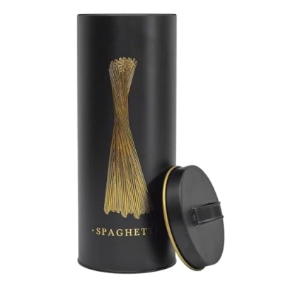 Abbildung von COOK CONCEPT, BT6814, Elegant Metal Box for Spaghetti, modern Design, optimal Protection Against Humidity, Easy to clean, Generous Capacity, airtight, Black and Gold, 1.5L