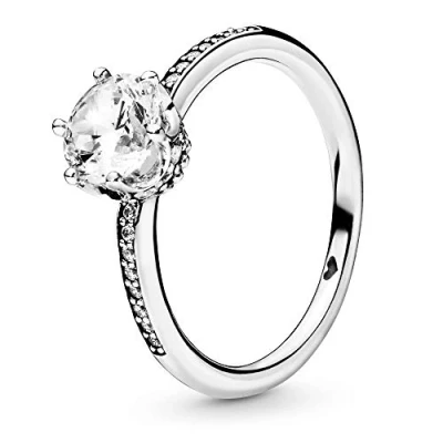 Abbildung von Pandora Clear Sparkling Crown Solitaire Ring, Damen, Größe: 60, Silver coloured