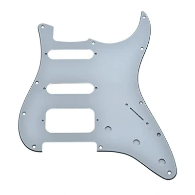 Abbildung von Dopro Northwest Guitars Pickguard für Stratocaster, 11 Löcher, HSS, 2 Schrauben, Humbucking Tonabnehmer, passend American Fender Weiß, 3 lagig