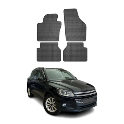 Abbildung von OMAC Gummi Fußmatten kompatibel mit VW Tiguan 2007 2018 Automatten Schwarz 4tlg