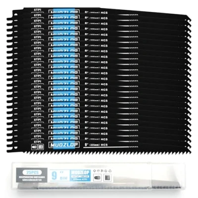 Abbildung von MUOZLOP 25 Pack 9 inch Säbelsägeblätter Set，6 TPI Sägeblätter für Säbelsäge，für Holz/Metall (25, 6TPI,225mm)