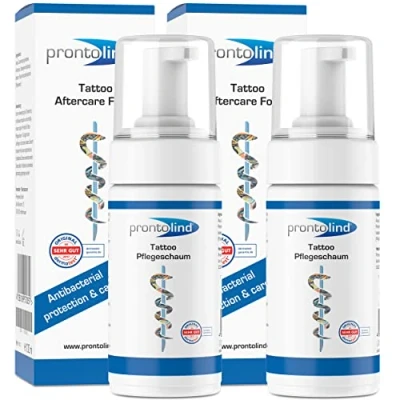 Abbildung von Doppelpack Prontolind Tattooschaum 100ml beugt Entzündungen vor und erhält die Farbbrillanz!