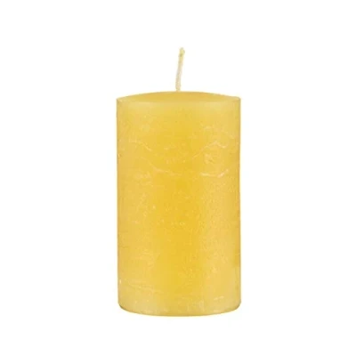 Abbildung von Kopschitz durchgefärbte Rustica Kerze, Stumpenkerzen Gelb, 15 x 7 cm, 1 Stück, rußarm, tropffrei