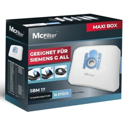 Abbildung von McFilter Staubsaugerbeutel 16 Stück, passend für Siemens VZ16GALL Typ G ALL, Q 2.0 3.0 5.0 8.0 VS06 VSQ5 VSQ8 Z 7.0 synchropower uvm., St., Staubbeutel inkl. 4 Filter