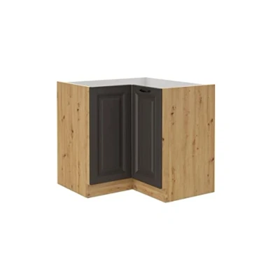 Abbildung von Eckunterschrank 90x90 cm Stilo Grau Eiche Artisan Küchenzeile Küchenblock Küche
