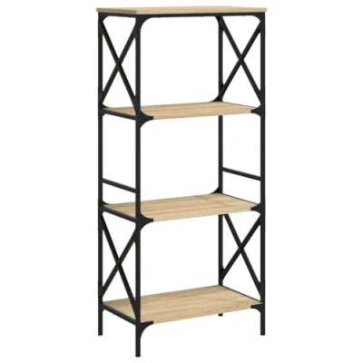 Abbildung von SDWEHO7 Bücherregal 4 Fächer Standregal freistehendes Büroregal Aktenregal Aufbewahrungsregal Lagerregal für Wohnzimmer, Sonoma Eiche 59x35x132 cm Holzwerkstoff