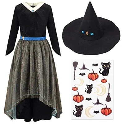Abbildung von Corimori Halloween Hexen Kostüm für Kinder, Größe: 110, Schwarz