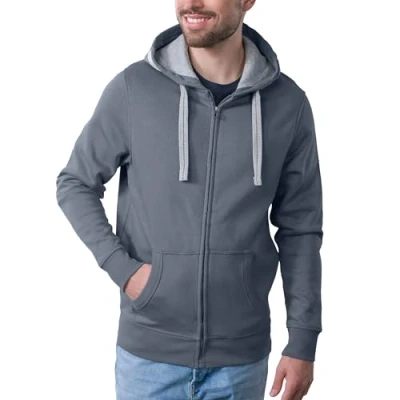 Abbildung von HRM Herren Hooded Jacket I Premium Kapuzenpullover mit Kontrast Innenfutter Basic Hoodie Reißverschluss Zip Hochwertige &amp; nachhaltige Bekleidung