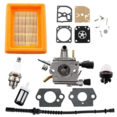 Abbildung von MCHNIC Vergaser mit Luftfilter Benzinfilter Benzinschlauch für STIHL FS 120 R FS120 FS200 FS250 FS300 FS350 FS400 FS450 FS480 BT120 BT121 Freischneider Trimmer Ersetzt 4134 0603, 0653