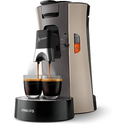 Abbildung von Philips Senseo Kaffeepadmaschine Select CSA240/30, mit drei Kaffee Einstellungen, aus 21% rec. Plastik, Memo Funktion, inkl. Gratis Zugabe, Wert 14 UVP