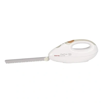 Abbildung von Tefal Elektrisches Messer, 100 Watt, Edelstahlklinge, geeignet für Tiefkühl Gut, Elektromesser in weiß/greige, 8523.31