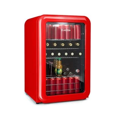 Abbildung von Klarstein PopLife Getränkekühler Mini Bar, Retrokühlschrank, 0 10C, nur 39 dB, 115 L, umweltfreundlich, doppelt verglaste Tür, Retro Design, rot