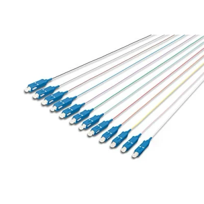 Abbildung von DIGITUS LWL Pigtails 12 Stück SC Simplex OS2 Farbcode DIN IEC 304 Fibre Optic Netzwerk Technik Länge 2m