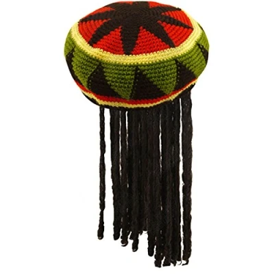 Abbildung von Henbrandt Fancy Dress Adults Knitted Rastafarian Jamaican Rasta Beanie Hat &amp; Dreadlocks Hair