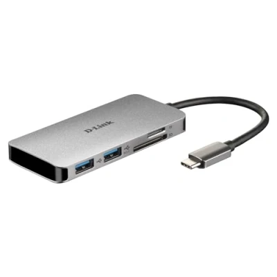 Abbildung von D Link DUB M610 6 in 1 USB C Hub mit HDMI 4K und 1080p, 2 Ports USB3.0/USB2.0, SD microSD Kartenleser, x Ladung bis zu 100 W