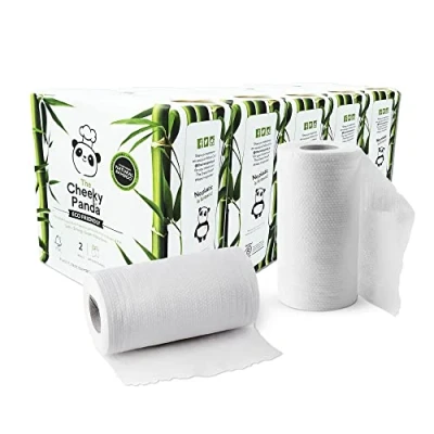 Abbildung von The Cheeky Panda Küchenrolle Großpackung Bambus 1000 Blatt 2 Lagig Papierhandtücher 10 Rollen Super Saugfähig und Nachhaltig