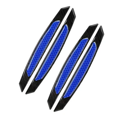 Abbildung von WeFoonLo 4 stücke Schwarz Kohlefaser Auto Tür Bump Protector Aufkleber für SUV Pickup Truck (Blau)