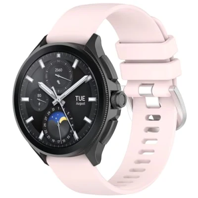Abbildung von GIOPUEY Armband Kompatibel mit Xiaomi Watch S3/Watch S4, Weiches Silikon [Verschleißfest] [Atmungsaktiv] Ersatzarmband pink