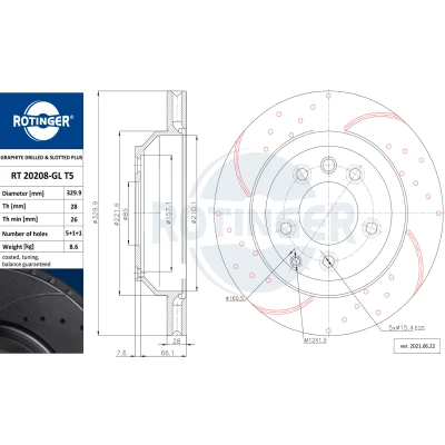 Abbildung von Bremsscheibe ROTINGER RT 20208 GL T5