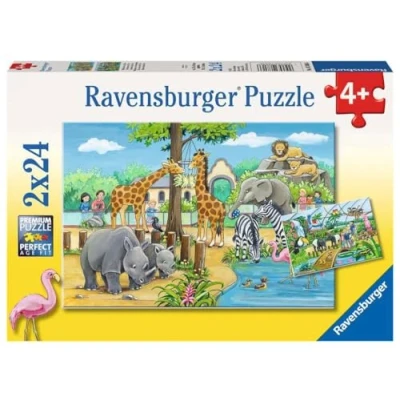 Abbildung von Ravensburger Kinderpuzzle 07806 Willkommen im Zoo Puzzle für Kinder ab 4 Jahren, mit 2x24 Teilen