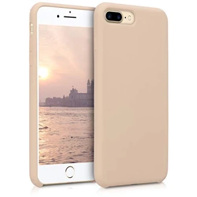 Abbildung von kwmobile Hülle kompatibel mit Apple iPhone 7 Plus/iPhone 8 Plus Silikon Handy Case Handyhülle weiche Oberfläche kabelloses Laden Perlmutt