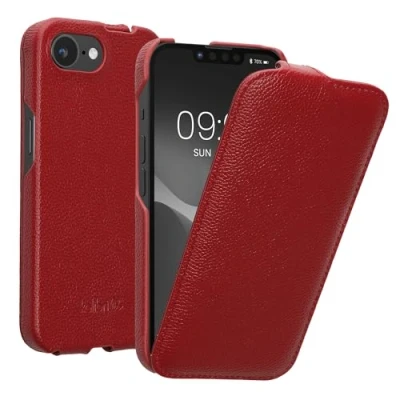 Abbildung von kalibri Flip Hülle Ultra Slim kompatibel mit Apple iPhone SE 2025 / 4 4. Generation Leder Case Schutzhülle Tasche in Rot