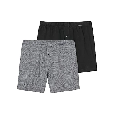 Abbildung von Schiesser Herren 2 PACK Boxershorts Baumwolle Jersey weich Multipack Jerseyboxer, schwarz_168446, 4/ S