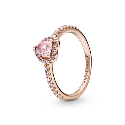 Abbildung von PANDORA ROSE Timeless Ring &quot;funkelndes Herz&quot; 14k rosévergoldet, rosa Kristall, Zirkonia 188421C04 56
