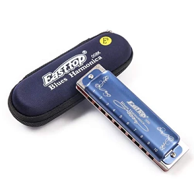 Abbildung von Blues Mundharmonika Eb Key, Diatonische Harp Mouth Organ 10 Loch 20 Ton Blau Mundharmonika, Anfänger, Profis, Erwachsene und Kind, Student Standard Instrument
